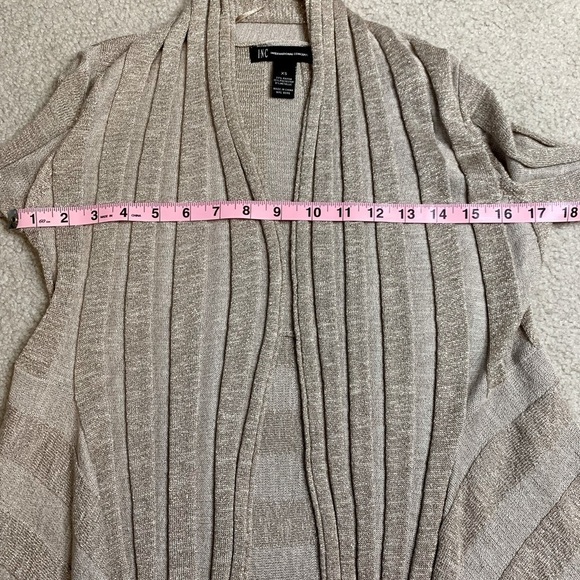 INC International Concepts Women Open Front Cardigan Shimmer Gold Size XS - Picture 5 of 6